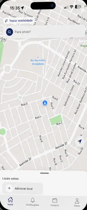 Tela inicial do app AMMPLA MOB com o mapa de Petrolina